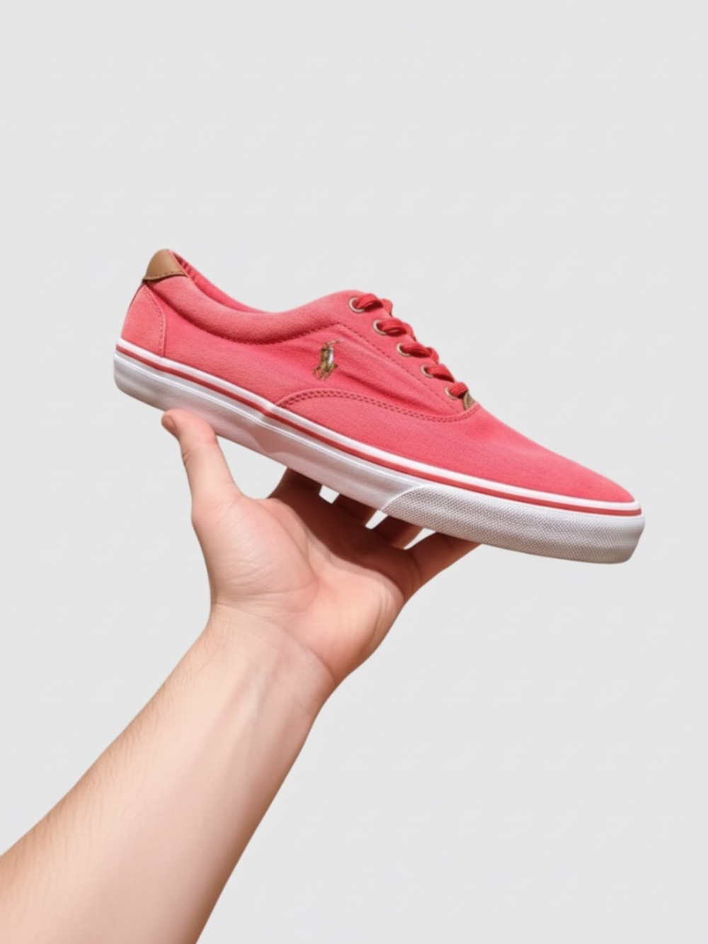 Polo by Ralph Lauren Coral Canvas Lace-Up Sneakers